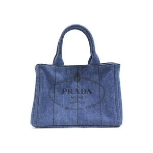 PRADA Canapa Shoulder Bag Denim Strap Card
